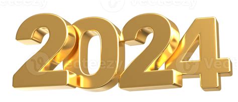 Nuevo Año Número 2024 Oro 3d 27257268 Png