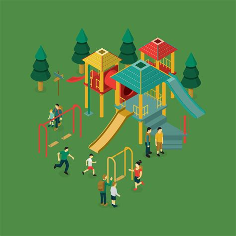 Diverse Children Playing Playground Isometric 208230 Vector Art At Vecteezy