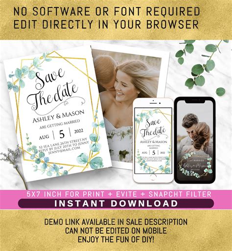 Electronic Invitation Wedding Template Instant Download Etsy