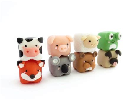 Cute cubed animal miniature Polymer Clay Figure by ... Easy clay animals for beginners #2│5 in 1 polymer clay tutorial hi everyone!