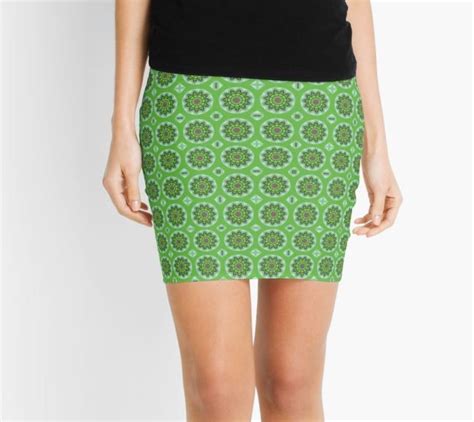 Pretty Green Flower Pattern Mini Skirt For Sale By Donnagrayson