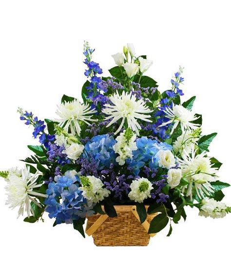 Traditional Blue And White Sympathy Basket Avas Flowers