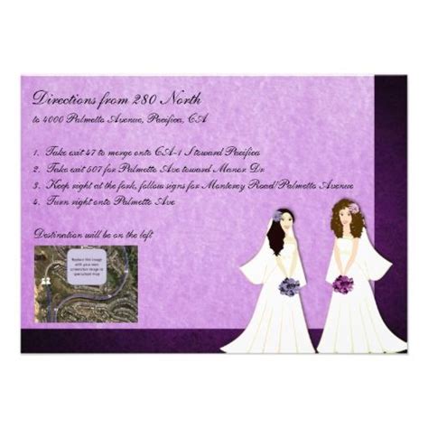 two brides lesbian wedding driving directions card lesbian wedding two brides