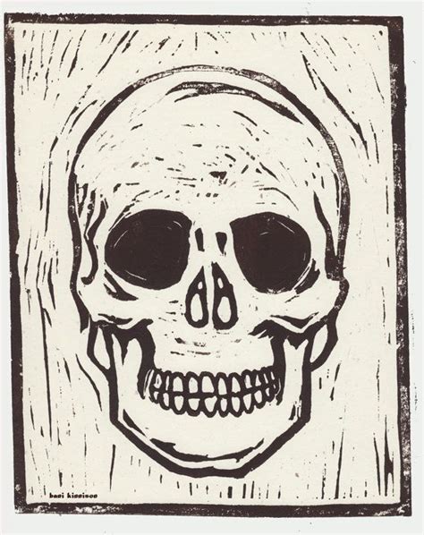 Linocut Skull Print Art Collectibles Wood Linocut Prints Lifepharmafze Com