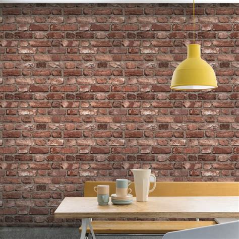 Grandeco Vintage House Brick Red Wallpaper A28901 Brick Pattern