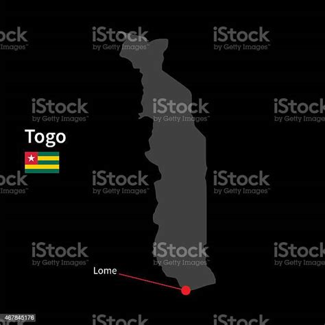 Detaillierte Karte Von Togo Und Hauptstadt Lome Mit Flagge Stock Vektor