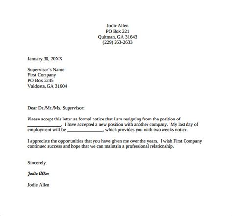 Writing a resignation letter starts with your firm decision to resign from the professional post that you are currently handling. FREE 43+ Formal Resignation Letters Templates in PDF | MS ...
