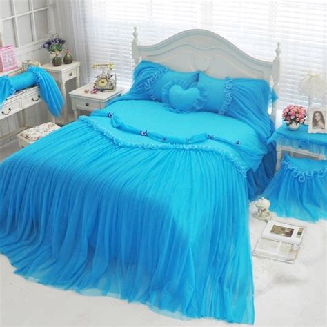 Vogue Teen Girls Peacock Blue Victorian Lace Fluffy Fairy Princess Style Elegant Twin Full