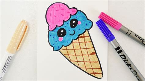 Kawaii Ice Cream Diy Süßes Eis In Der Waffel Zeichnen Für Geburtstags