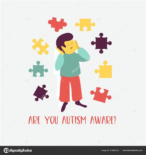 Autism Early Signs Autism Syndrome Children Vector Emblem Children
