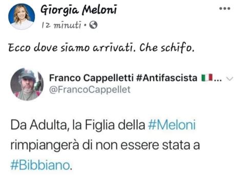 La trasmissione con gli insulti della meloni, ieri, è poi finita online. Insulti alla Meloni chiamando in causa sua figlia. Tweet shock del comico eporediese Cappelletti