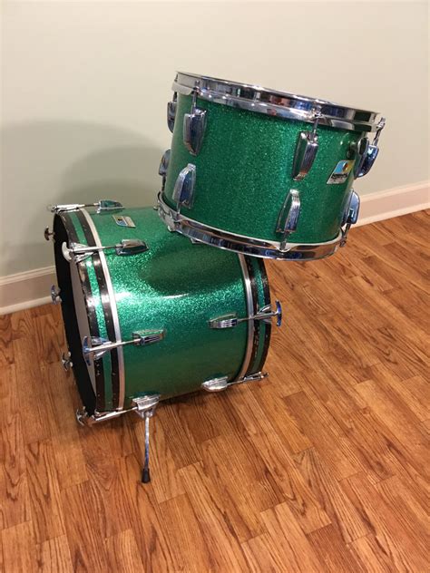 1970s Ludwig Jazzette Green Sparkle Drum Set 181214 Drugans Drums