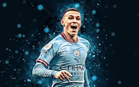 Download Phil Foden 4k 2022 Manchester City Fc Blue Neon Lights