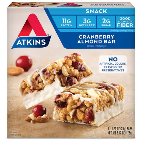 Atkins Cranberry Almond Bar 123oz 5 Pack Snack Bar