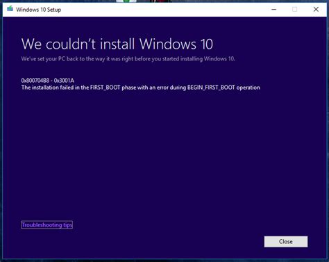 Windows 10 Windows 10 1709 Update Can Not Be Installed Error