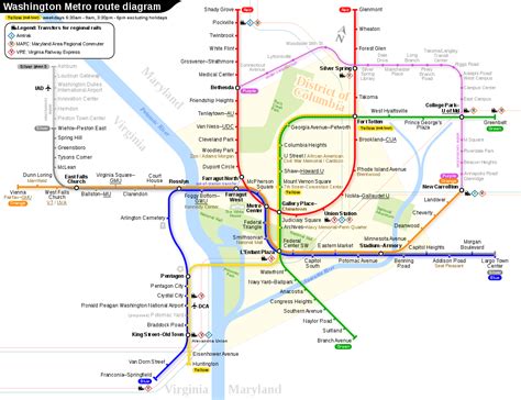 Washington Metro Wikipedia Printable Metro Map Of Washington Dc