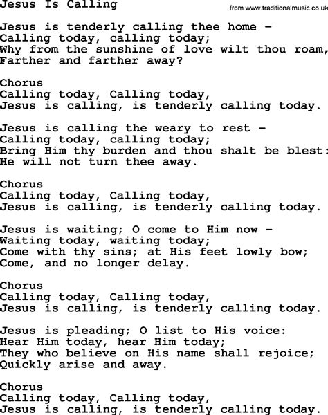 Baptist Hymnal Christian Song Jesus Is Calling Lyrics With Pdf For