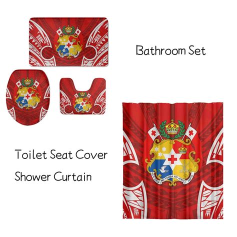 Toaddmos Tonga Polynesian Design Bathroom Set Toilet Seat Cover