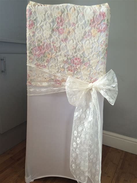 Chair Cover With Floral Lace Chair Cap And White Lace Sash By