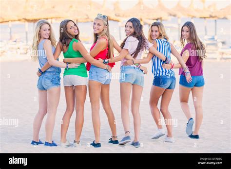 Group Of Teens At Beach On Summer Vacation Stock Photo 66898201 Alamy