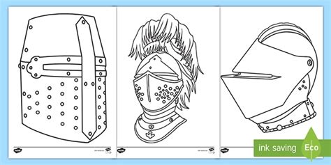 Knight Helmet Colouring Sheet