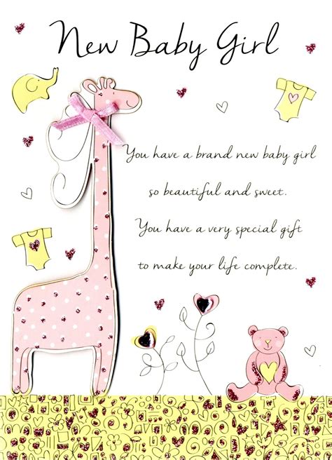 New Baby Girl Congratulations Greeting Card Second Nature Just To Say