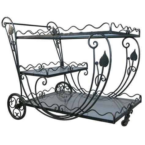 Vintage 1950s Wrought Iron Scroll Bar Cart At 1stdibs Iron Scroll Of