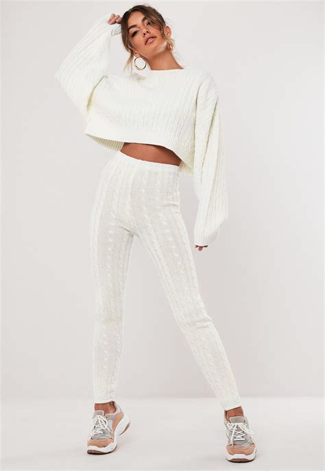 Cream Co Ord Cable Knitted Batwing Cropped Sweater Missguided Cropped Sweater Cropped