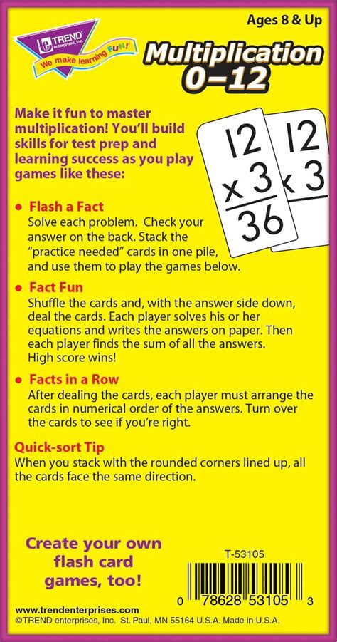 Multiplication 0 12 Skill Drill Flash Cards The Learning Post Toys