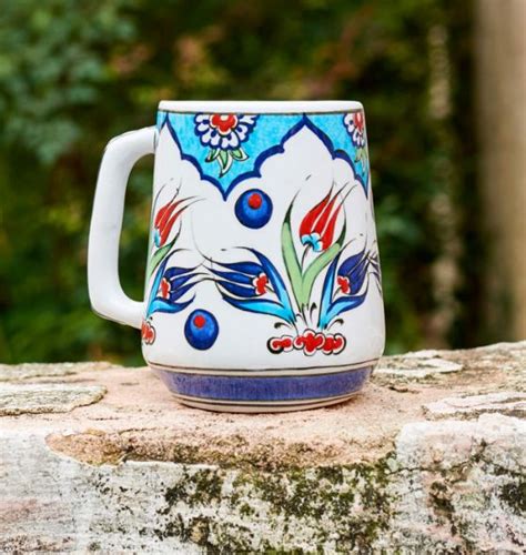 This Hand Painted Turkish Ceramic Tulip Mug Features A Traditional