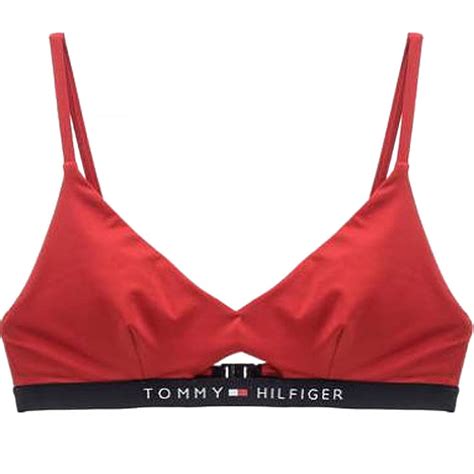 tommy hilfiger cut out detail swim bikini top tango red