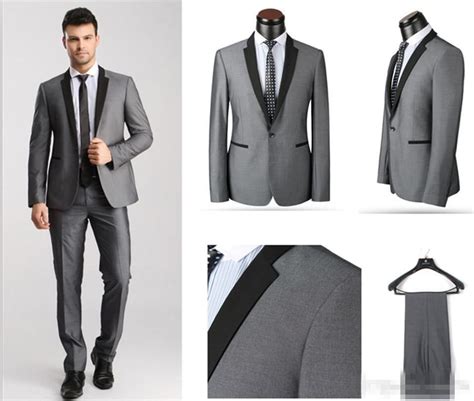 New Arrival Groom Tuxedos Black Lapel Best Man Suit Light Grey