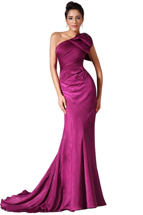 Stylish One Shoulder Mermaid Evening Gown With Shoulder Bow Evening Gowns Mermaid Evening
