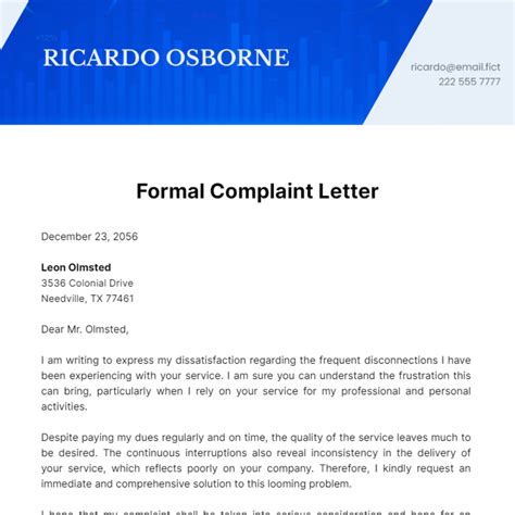 Free Complaint Letter Templates And Examples Edit Online And Download