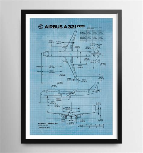 Blueprint Airbus A321 NEO Commercial Airplane. Dimensions. - Etsy