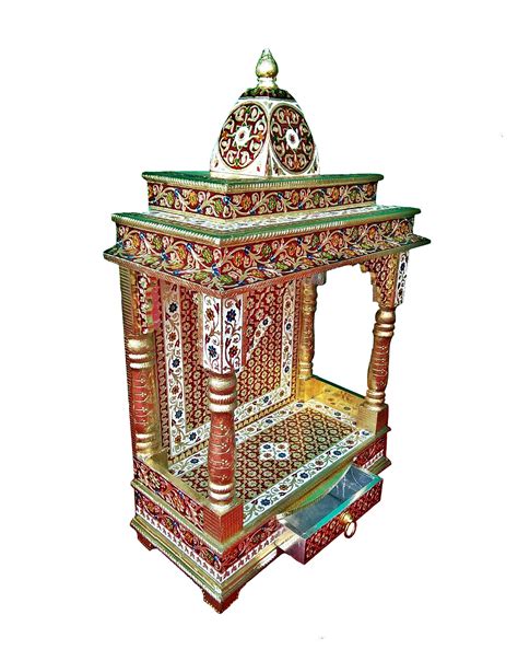 Exclusive Traditional Design Meenakari Hindu Home Puja Mandir Altar 20