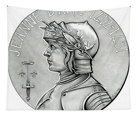 Joan Of Arc Original Black And White Edition Tapestry By Fred Larucci