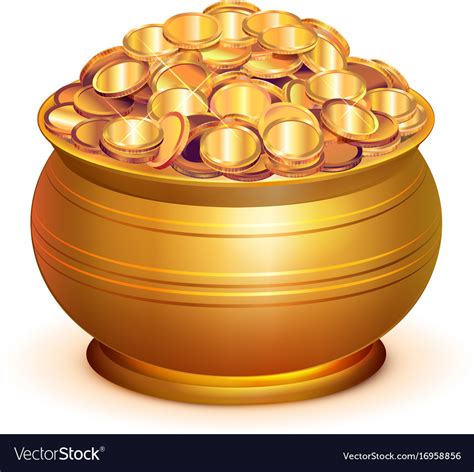 Gold Pot Full Of Coins Royalty Free Vector Image