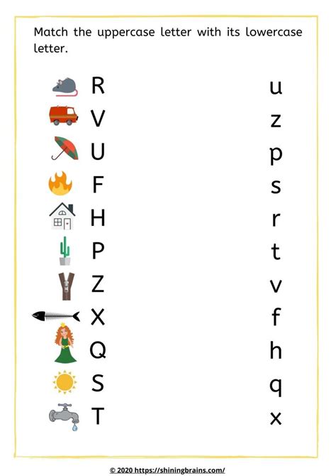 Worksheets For Matching Alphabets With Pictures Worksheets For