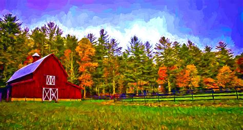 Red Barn Autumn Painting By Theo Westlake Fine Art America