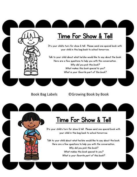 Label For Show And Tell Bag Preschool First Day All About Me Preschool
