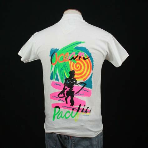 Vtg 1989 Small Op Ocean Pacific White Cotton Pocket T Shirt Neon Surfer Surf Oceanpacific