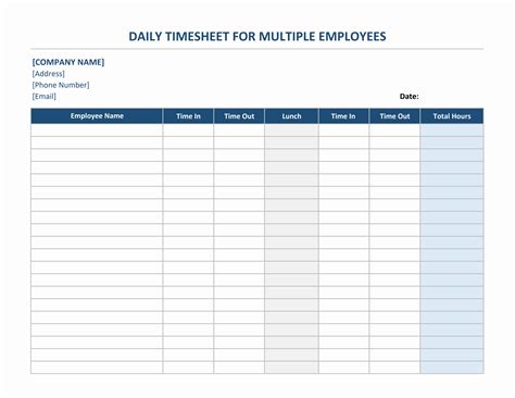 Free Excel Timesheet Template Multiple Employees Free Printable Templates