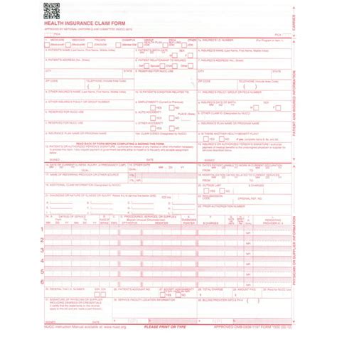 New Cms 1500 Health Insurance Claim Forms Hcfa Approved Version 0212
