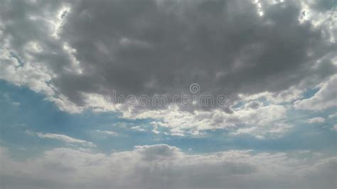 Blue Sky With Cumulus Dark Clouds Background Nature Photography
