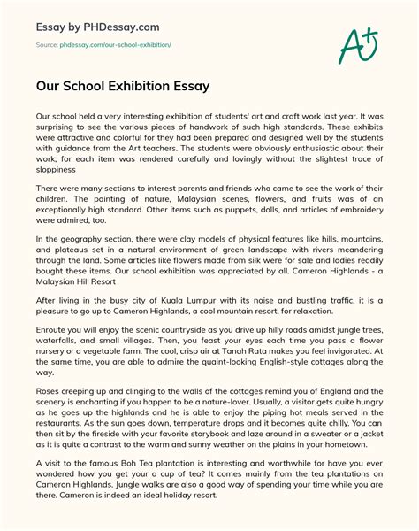 Our School Exhibition Report And Review Essay Example 400 Words