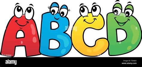 Cartoon ABCD Letters Theme 1 Eps10 Vector Illustration Stock Vector