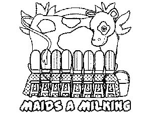 8 Maids-A-Milking Coloring Page
