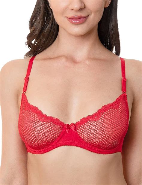 Buy Wingslove Women S Sexy 1 2 Cup Lace Bra Balconette Mesh Underwired