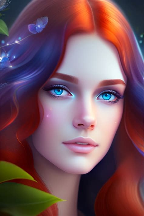 Lexica Blue Eyes Red Hair Fairy Face Beautiful